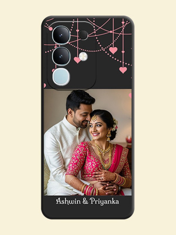 Pink Love Hangings with Text On Space Black Custom Soft Matte Mobile Back Cover - iQOO Z10x 5G