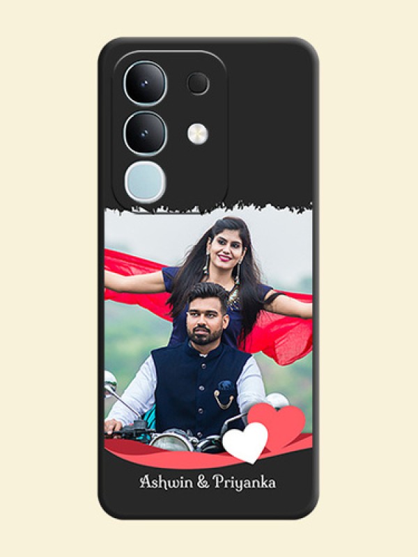 Pin Color Love Shaped Ribbon Design with Text On Space Black Custom Soft Matte Mobile Back Cover - iQOO Z10x 5G