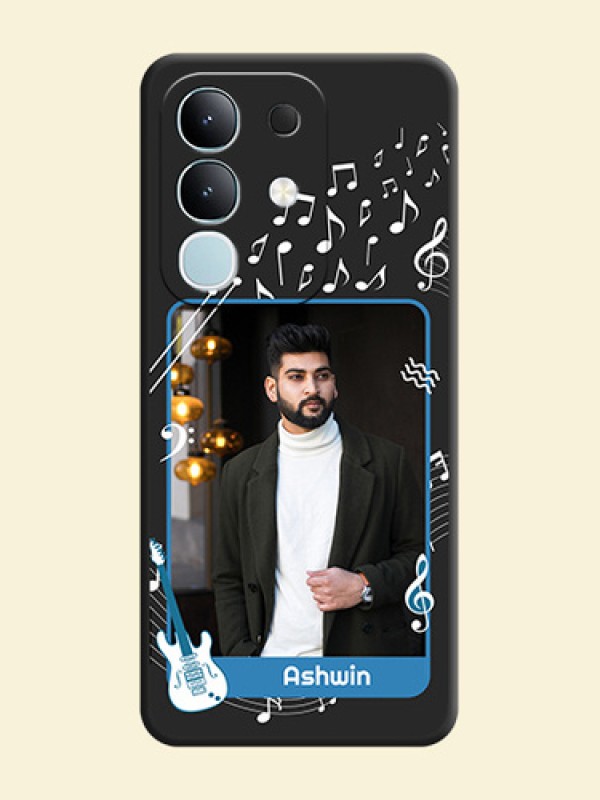 Musical Theme Design with Text on Photo On Space Black Custom Soft Matte Mobile Back Cover - iQOO Z10x 5G