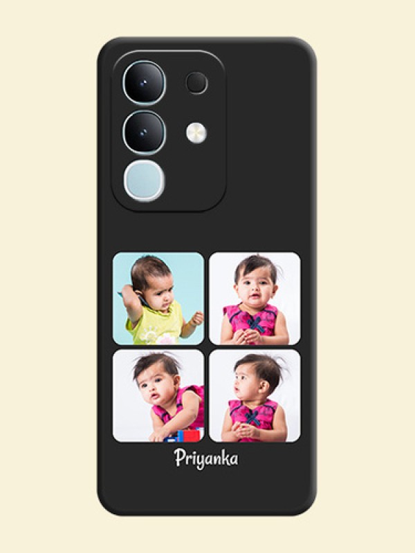 Floral Art with 6 Image Holder on Photo On Space Black Custom Soft Matte Mobile Back Cover - iQOO Z10x 5G