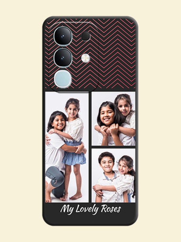 Wave Pattern with 3 Image Holder On Space Black Custom Soft Matte Mobile Back Cover - iQOO Z10x 5G