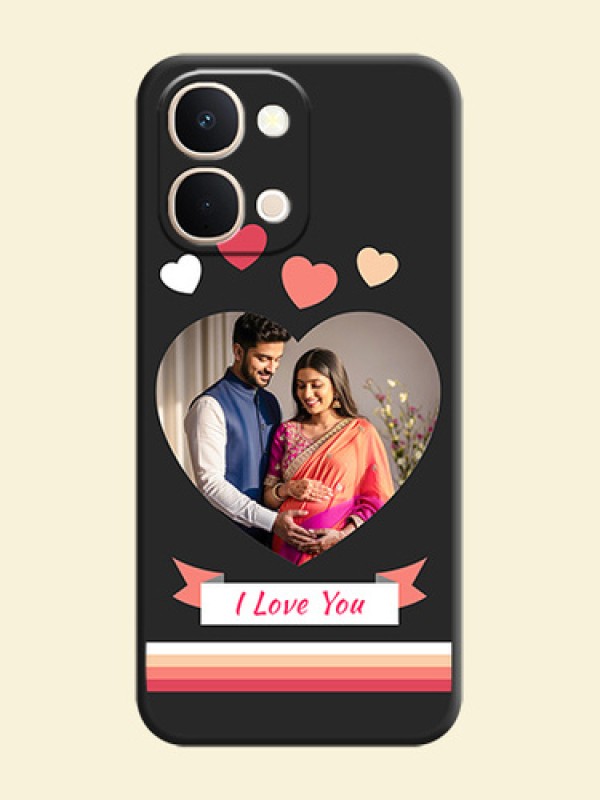 Love Shaped Photo with Colorful Stripes On Space Black Custom Soft Matte Mobile Back Cover - iQOO Z11X 5G