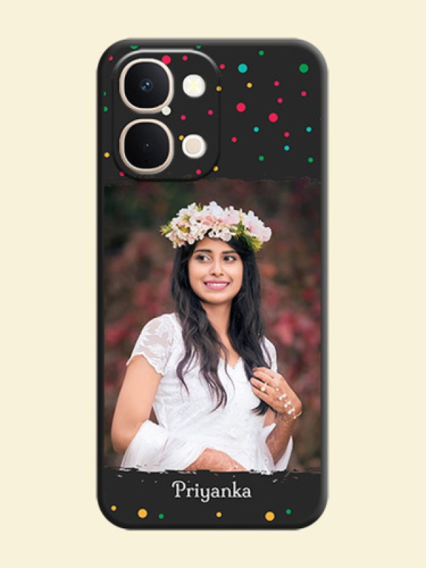Multicolor Dotted Pattern with Text On Space Black Custom Soft Matte Mobile Back Cover - iQOO Z11X 5G