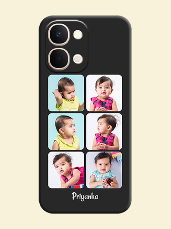 Floral Art with 6 Image Holder on Photo On Space Black Custom Soft Matte Mobile Back Cover - iQOO Z11X 5G