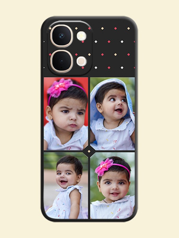 Multicolor Dotted Pattern with 4 Image Holder On Space Black Custom Soft Matte Mobile Back Cover - iQOO Z11X 5G