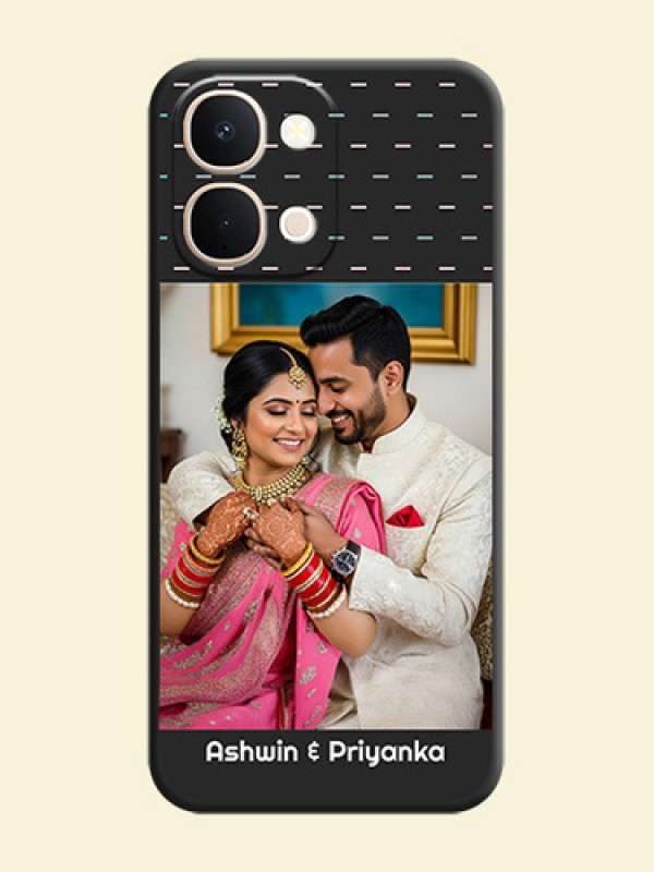 Line Pattern Design with Text On Space Black Custom Soft Matte Mobile Back Cover - iQOO Z11X 5G