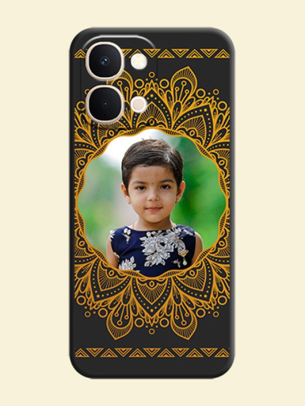 Round Image with Floral Design On Space Black Custom Soft Matte Mobile Back Cover - iQOO Z11X 5G