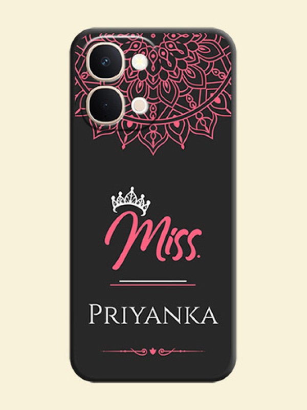 Mrs Name with Floral Design On Space Black Custom Soft Matte Mobile Back Cover - iQOO Z11X 5G