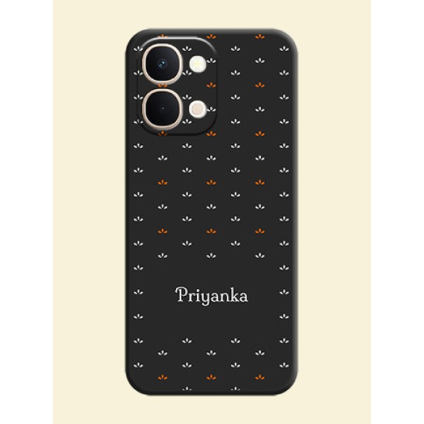 Simple Pattern With Custom Text On Space Black Custom Soft Matte Mobile Back Cover - iQOO Z11xa 5G Simple Pattern With Custom Text On Space Black Custom Soft Matte Mobile Back Cover - iQOO Z11xa 5G