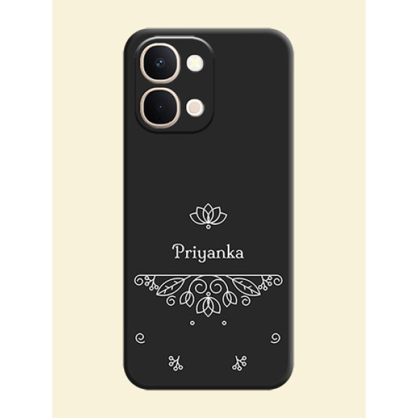 Lotus Garden Custom Text On Space Black Custom Soft Matte Mobile Back Cover - iQOO Z11xa 5G Lotus Garden Custom Text On Space Black Custom Soft Matte Mobile Back Cover - iQOO Z11xa 5G