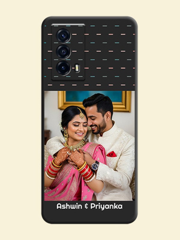 Line Pattern Design with Text on Space Black Custom Soft Matte Phone Back Cover - iQOO Z5 5G