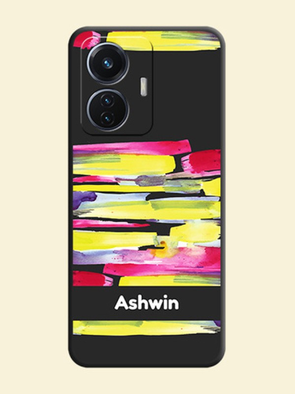 Brush Coloured on Space Black Personalized Soft Matte Phone Covers - iQOO Z6 5G 44W
