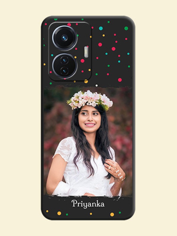 Multicolor Dotted Pattern with Text on Space Black Custom Soft Matte Phone Back Cover - iQOO Z6 5G 44W