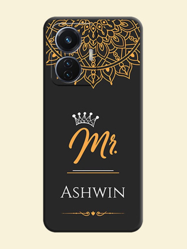 Mr Name with Floral Design  on Personalised Space Black Soft Matte Cases - iQOO Z6 5G 44W