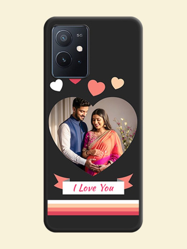 Love Shaped Photo with Colorful Stripes on Personalised Space Black Soft Matte Cases - iQOO Z6 5G