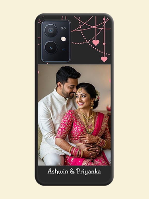 Pink Love Hangings with Text on Space Black Custom Soft Matte Back Cover - iQOO Z6 5G