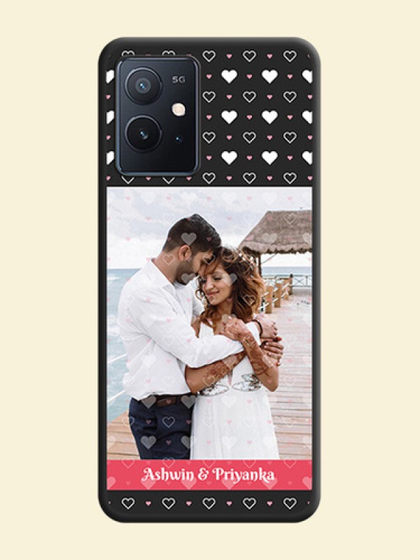 White Color Love Symbols with Text Design on Photo on Space Black Soft Matte Phone Cover - iQOO Z6 5G