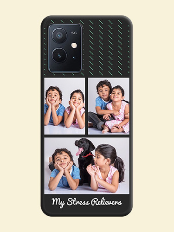 Cross Dotted Pattern with 2 Image Holder  on Personalised Space Black Soft Matte Cases - iQOO Z6 5G