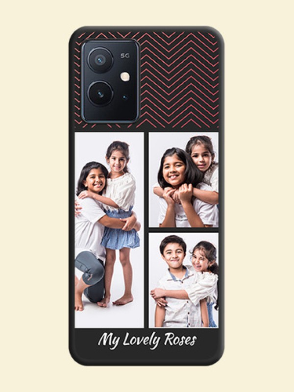 Wave Pattern with 3 Image Holder on Space Black Custom Soft Matte Back Cover - iQOO Z6 5G
