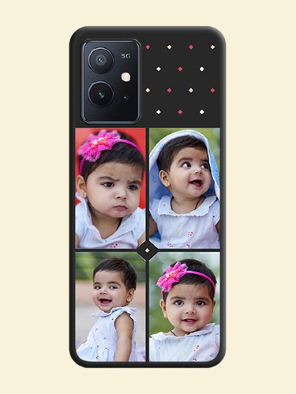 Multicolor Dotted Pattern with 4 Image Holder on Space Black Custom Soft Matte Phone Cases - iQOO Z6 5G