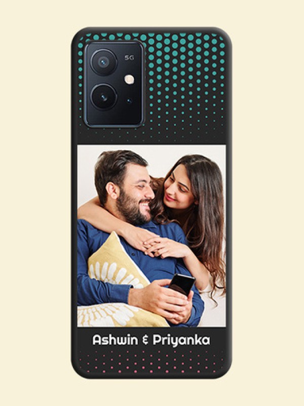 Faded Dots with Grunge Photo Frame and Text on Space Black Custom Soft Matte Phone Cases - iQOO Z6 5G