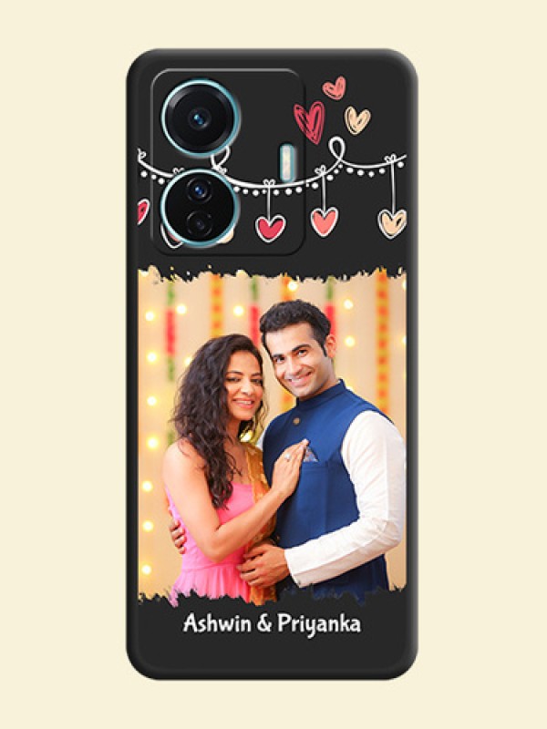 Pink Love Hangings with Name on Space Black Custom Soft Matte Phone Cases - iQOO Z6 Pro 5G