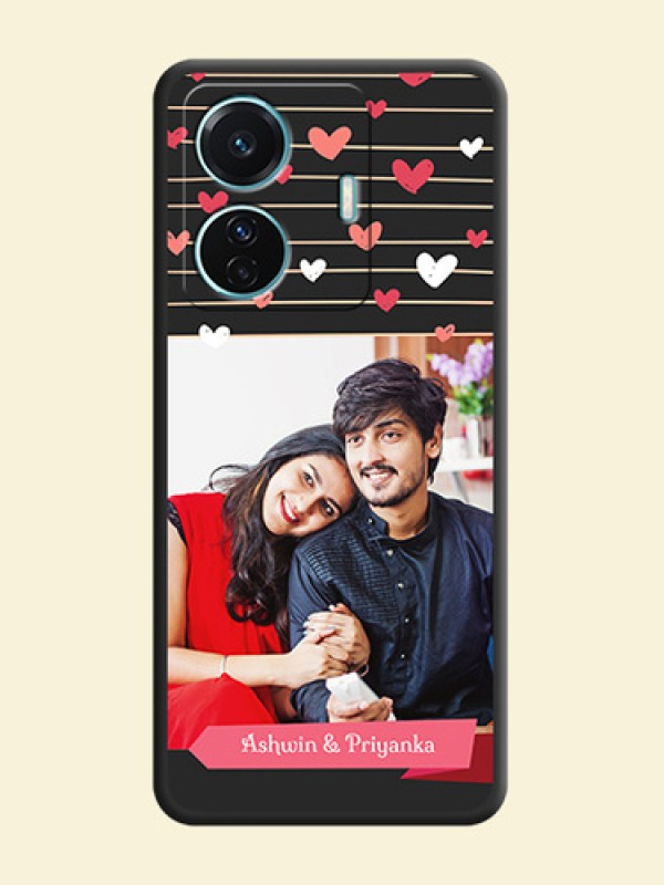 Love Pattern with Name on Pink Ribbon  on Photo on Space Black Soft Matte Back Cover - iQOO Z6 Pro 5G