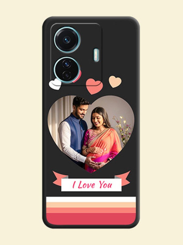 Love Shaped Photo with Colorful Stripes on Personalised Space Black Soft Matte Cases - iQOO Z6 Pro 5G