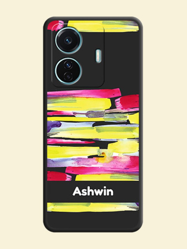 Brush Coloured on Space Black Personalized Soft Matte Phone Covers - iQOO Z6 Pro 5G