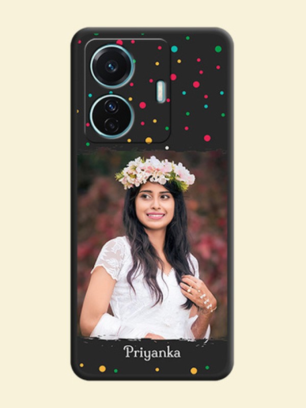Multicolor Dotted Pattern with Text on Space Black Custom Soft Matte Phone Back Cover - iQOO Z6 Pro 5G