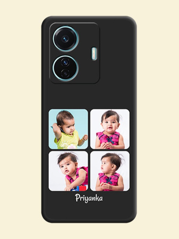 Floral Art with 6 Image Holder on Photo on Space Black Soft Matte Mobile Case - iQOO Z6 Pro 5G