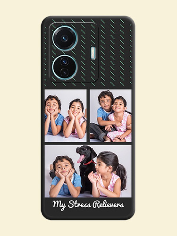 Cross Dotted Pattern with 2 Image Holder  on Personalised Space Black Soft Matte Cases - iQOO Z6 Pro 5G