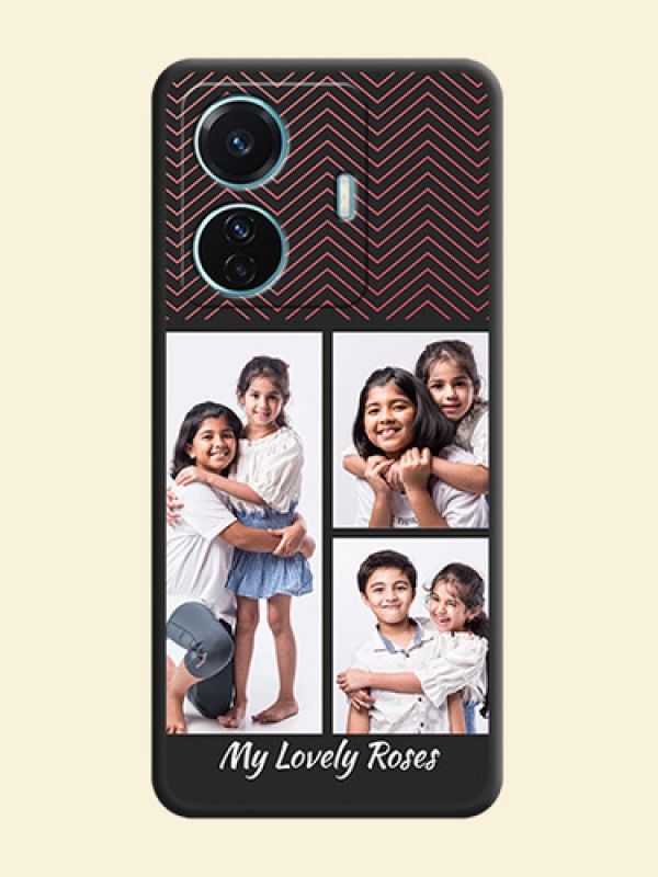 Wave Pattern with 3 Image Holder on Space Black Custom Soft Matte Back Cover - iQOO Z6 Pro 5G