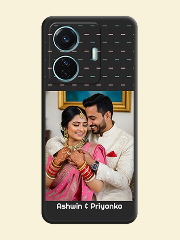 Line Pattern Design with Text on Space Black Custom Soft Matte Phone Back Cover - iQOO Z6 Pro 5G