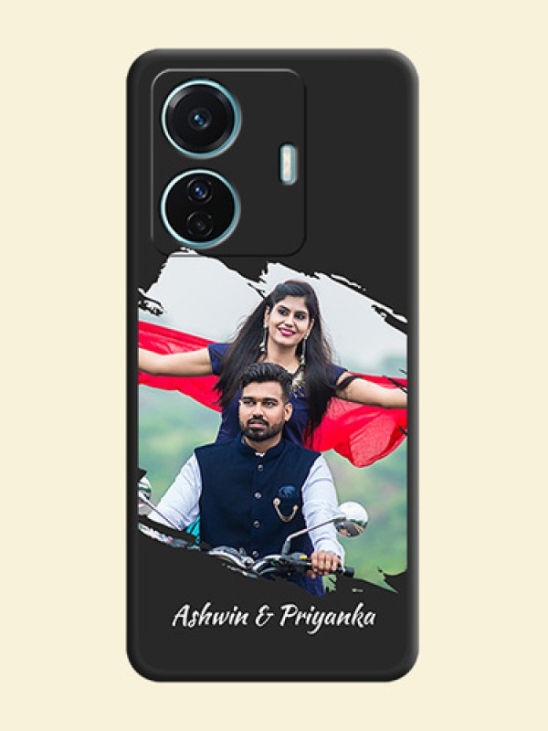 Grunge Brush Strokes on Photo on Space Black Soft Matte Back Cover - iQOO Z6 Pro 5G