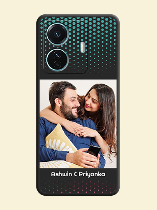 Faded Dots with Grunge Photo Frame and Text on Space Black Custom Soft Matte Phone Cases - iQOO Z6 Pro 5G