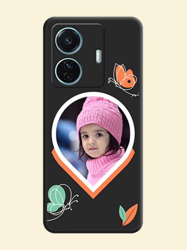 Upload Pic With Simple Butterly Design On Space Black Personalized Soft Matte Phone Covers -Iqoo Z6 Pro 5G