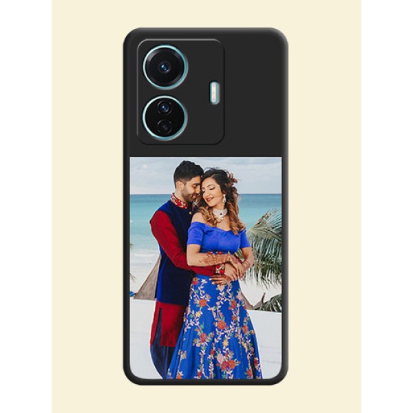 Image Upload With Space Black Color On Custom Soft Matte Mobile Back Cover - Iqoo Z6 Pro 5G