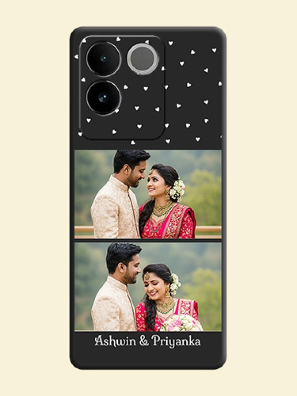 Miniature Love Symbols with Name on Space Black Custom Soft Matte Back Cover - iQOO Z7 Pro 5G
