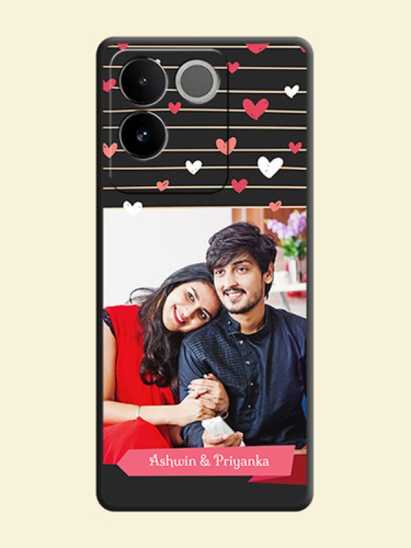 Love Pattern with Name on Pink Ribbon - Photo on Space Black Soft Matte Back Cover - iQOO Z7 Pro 5G