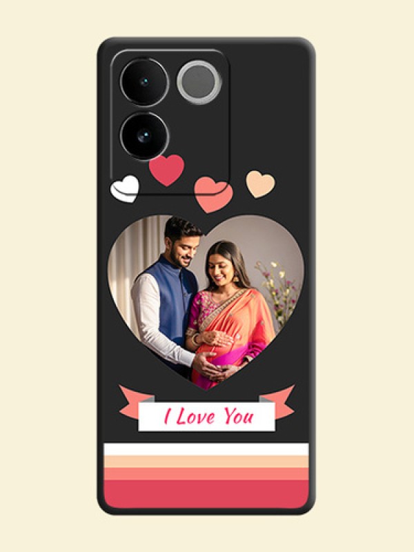 Love Shaped Photo with Colorful Stripes on Personalised Space Black Soft Matte Cases - iQOO Z7 Pro 5G