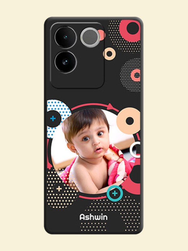 Multicoloured Round Image on Personalised Space Black Soft Matte Cases - iQOO Z7 Pro 5G