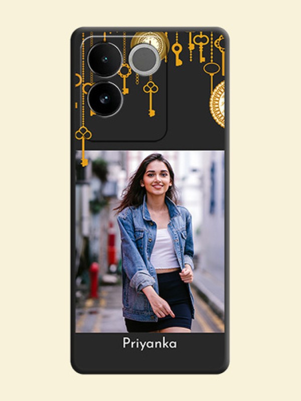 Decorative Design with Text on Space Black Custom Soft Matte Back Cover - iQOO Z7 Pro 5G
