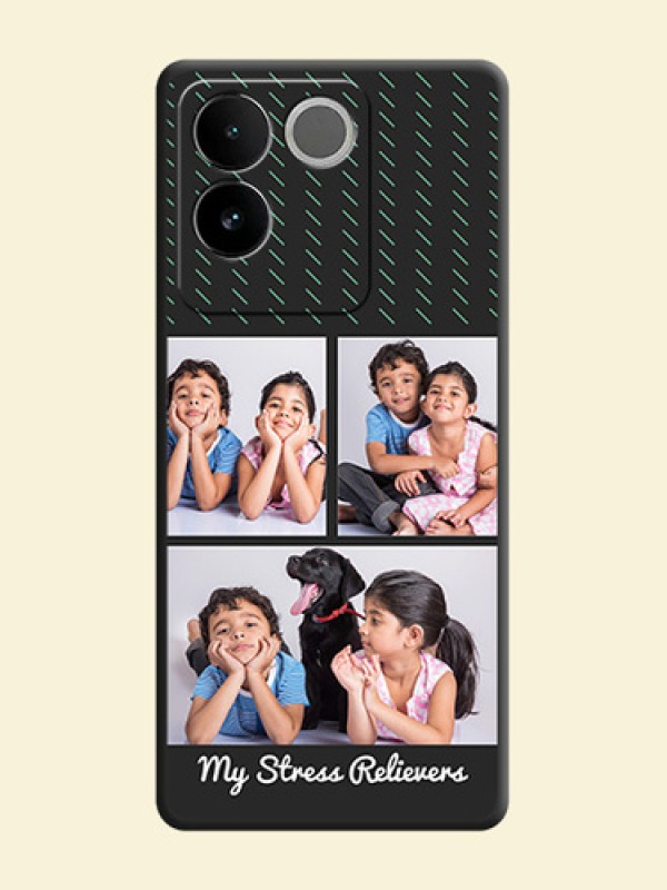 Cross Dotted Pattern with 2 Image Holder on Personalised Space Black Soft Matte Cases - iQOO Z7 Pro 5G
