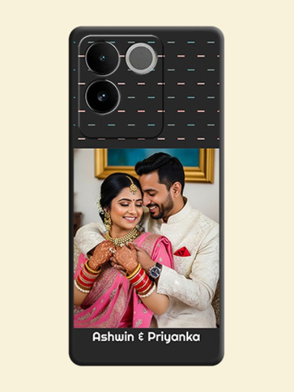 Line Pattern Design with Text on Space Black Custom Soft Matte Phone Back Cover - iQOO Z7 Pro 5G