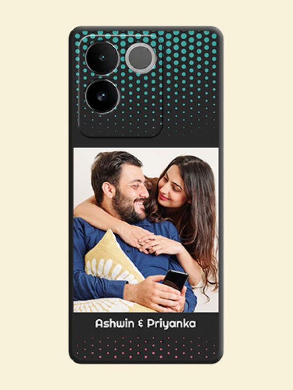 Faded Dots with Grunge Photo Frame and Text on Space Black Custom Soft Matte Phone Cases - iQOO Z7 Pro 5G