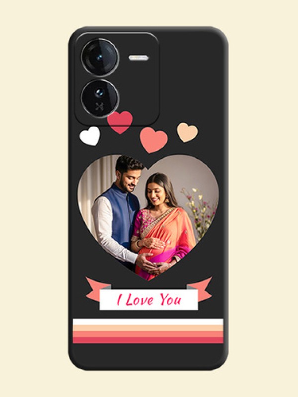 Love Shaped Photo with Colorful Stripes On Space Black Custom Soft Matte Mobile Back Cover - iQOO Z9 5G