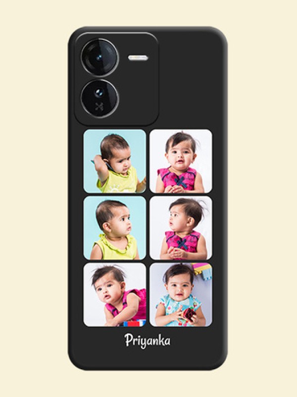 Floral Art with 6 Image Holder on Photo On Space Black Custom Soft Matte Mobile Back Cover - iQOO Z9 5G