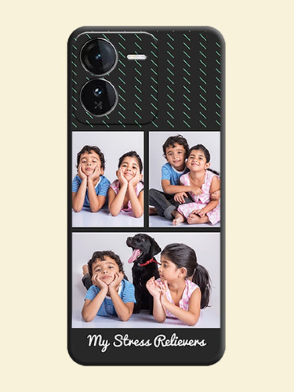 Cross Dotted Pattern with 2 Image Holder On Space Black Custom Soft Matte Mobile Back Cover - iQOO Z9 5G
