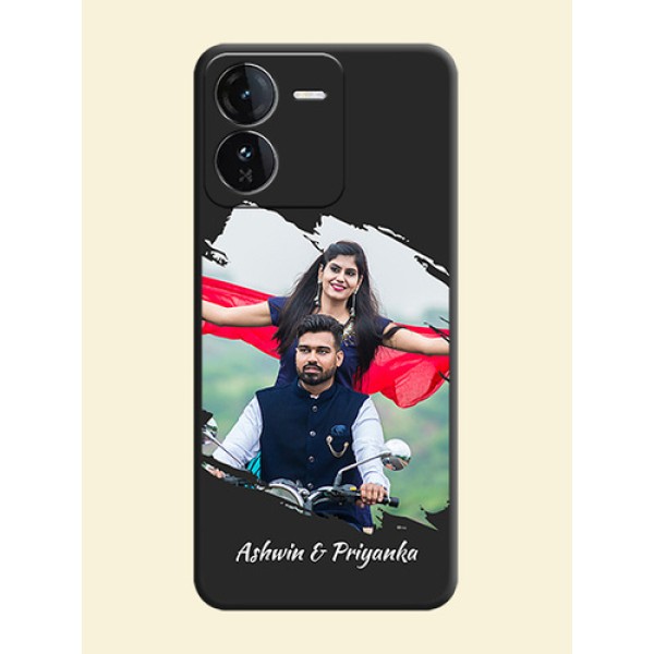 Grunge Brush Strokes on Photo On Space Black Custom Soft Matte Mobile Back Cover - iQOO Z9 5G